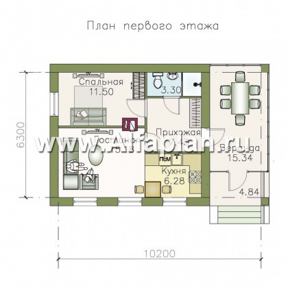 Проекты домов Альфаплан - Кирпичный дом «Карат» - превью плана проекта №1