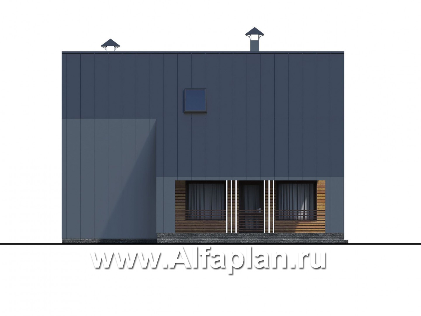 Проекты домов Альфаплан - «Тау» - двухэтажный дом с фальцевыми фасадами и кровлей - изображение фасада №3