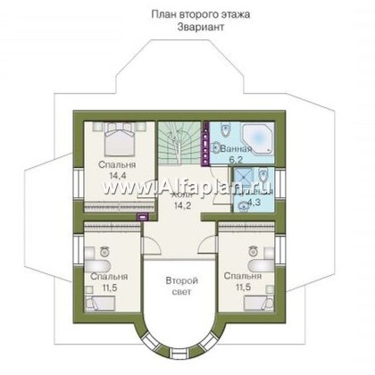 Проекты домов Альфаплан - «Петит» - проект дома с полукруглым эркером - превью плана проекта №4