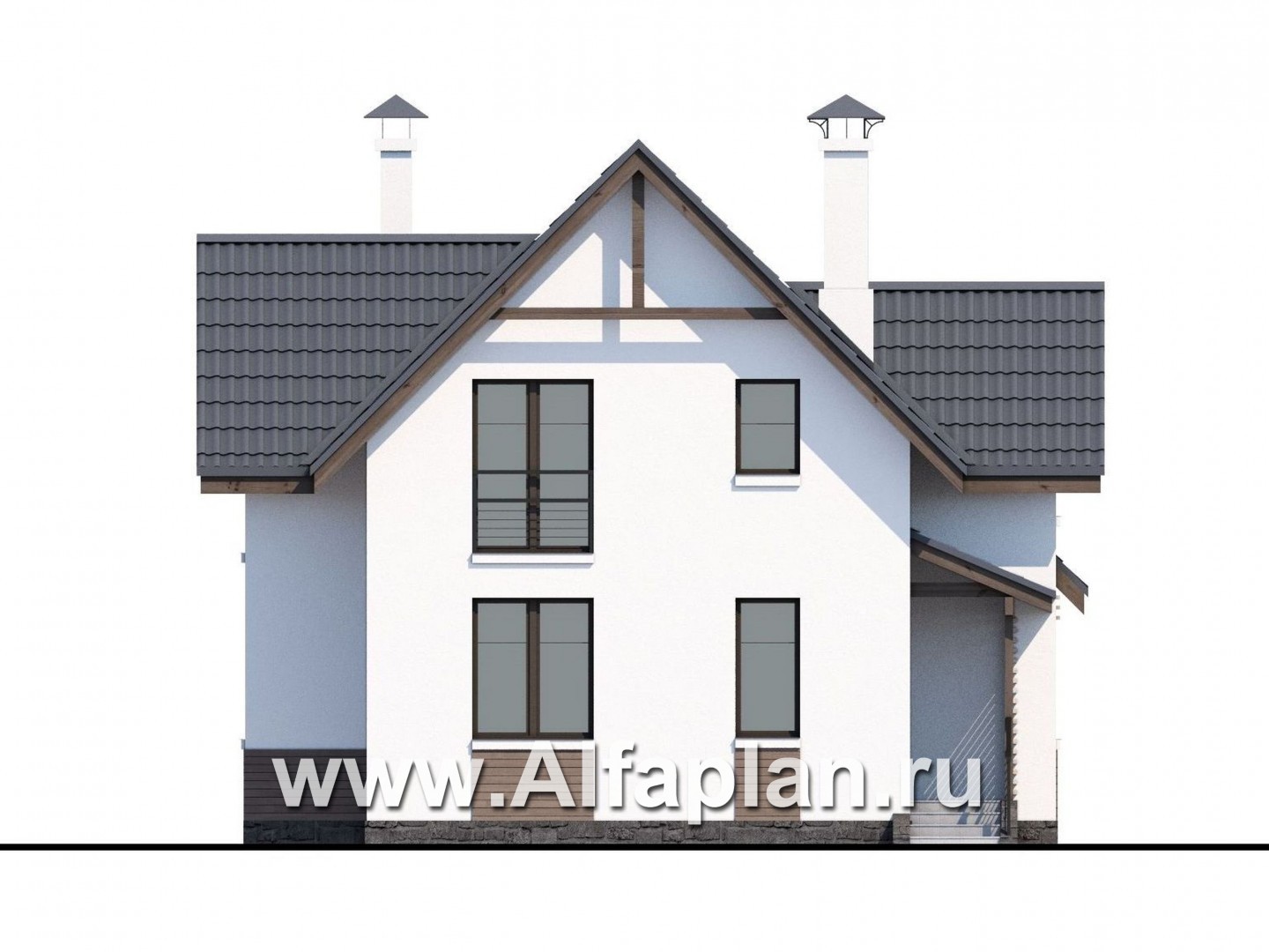 Проекты домов Альфаплан - «Якорь» - эффектный коттедж с оригинальным эркером - изображение фасада №4