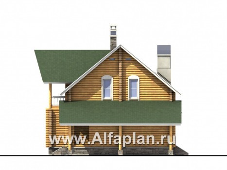 Проекты домов Альфаплан - «Новая Традиция» — деревянный дом с треугольной верандой - превью фасада №2