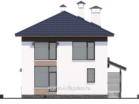 Проекты домов Альфаплан - Двухэтажный дом из кирпича «Бухта счастья» для небольшого участка - превью фасада №4