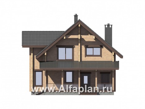 Проекты домов Альфаплан - Современный дом из бруса с удобной планировкой - превью фасада №4