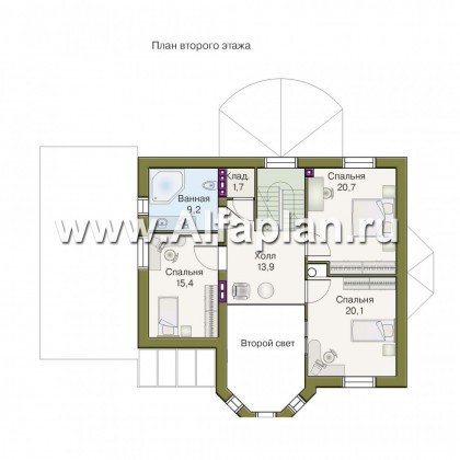 Проекты домов Альфаплан - «Фаворит» - современный коттедж с высоким эркером - превью плана проекта №2