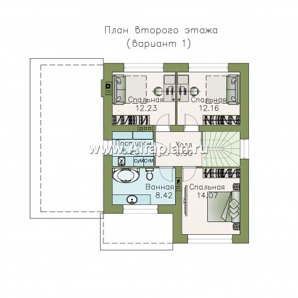 Проекты домов Альфаплан - «Смарт» - вместительный и компактный двухэтажный коттедж - превью плана проекта №2