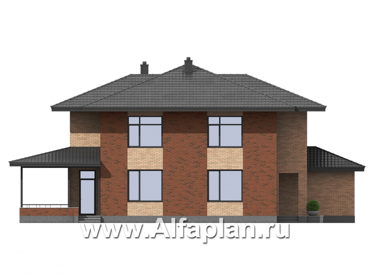 Проекты домов Альфаплан - Двухэтажный комфортный загородный дом - изображение фасада №4