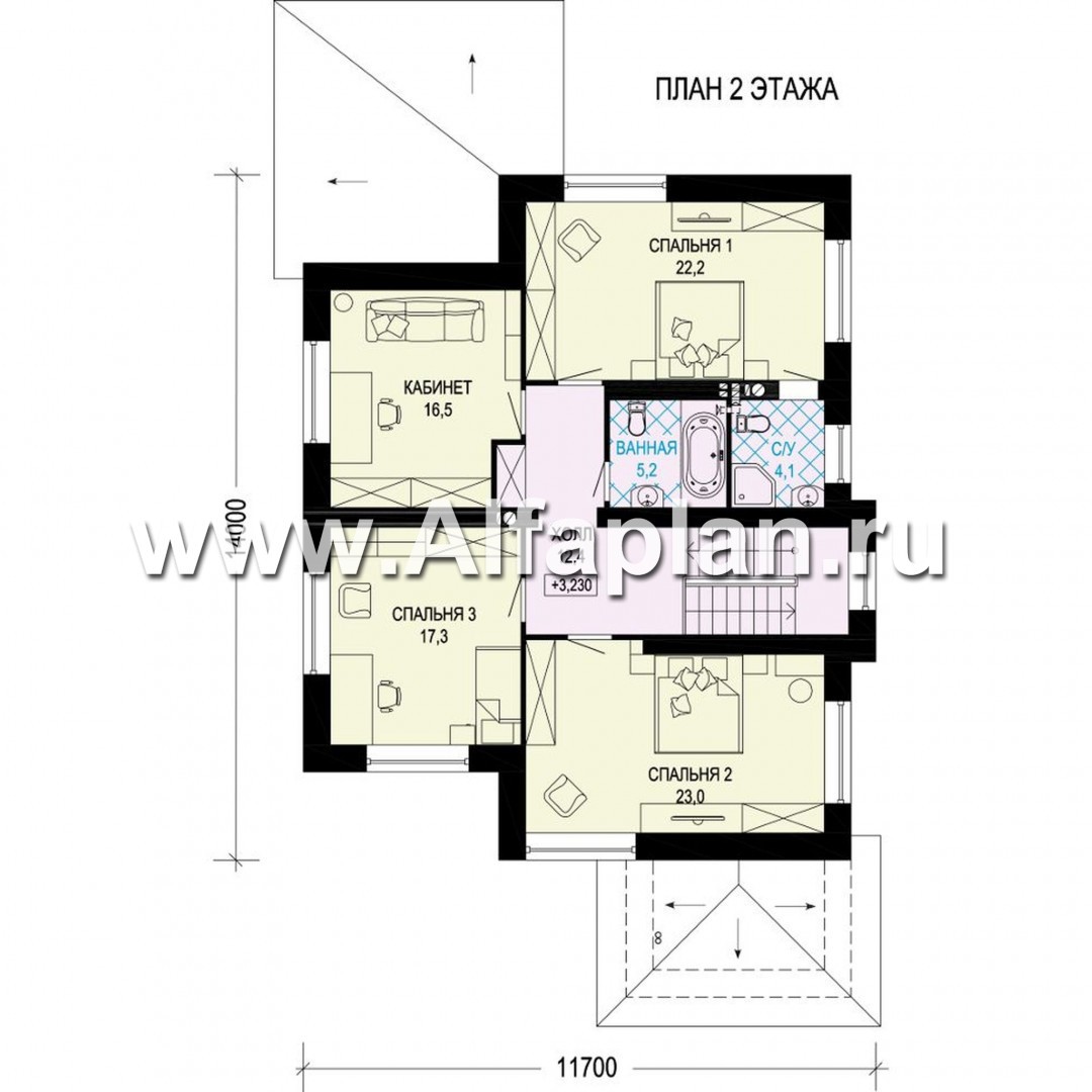 Проекты домов Альфаплан - Двухэтажный комфортный загородный дом - изображение плана проекта №2