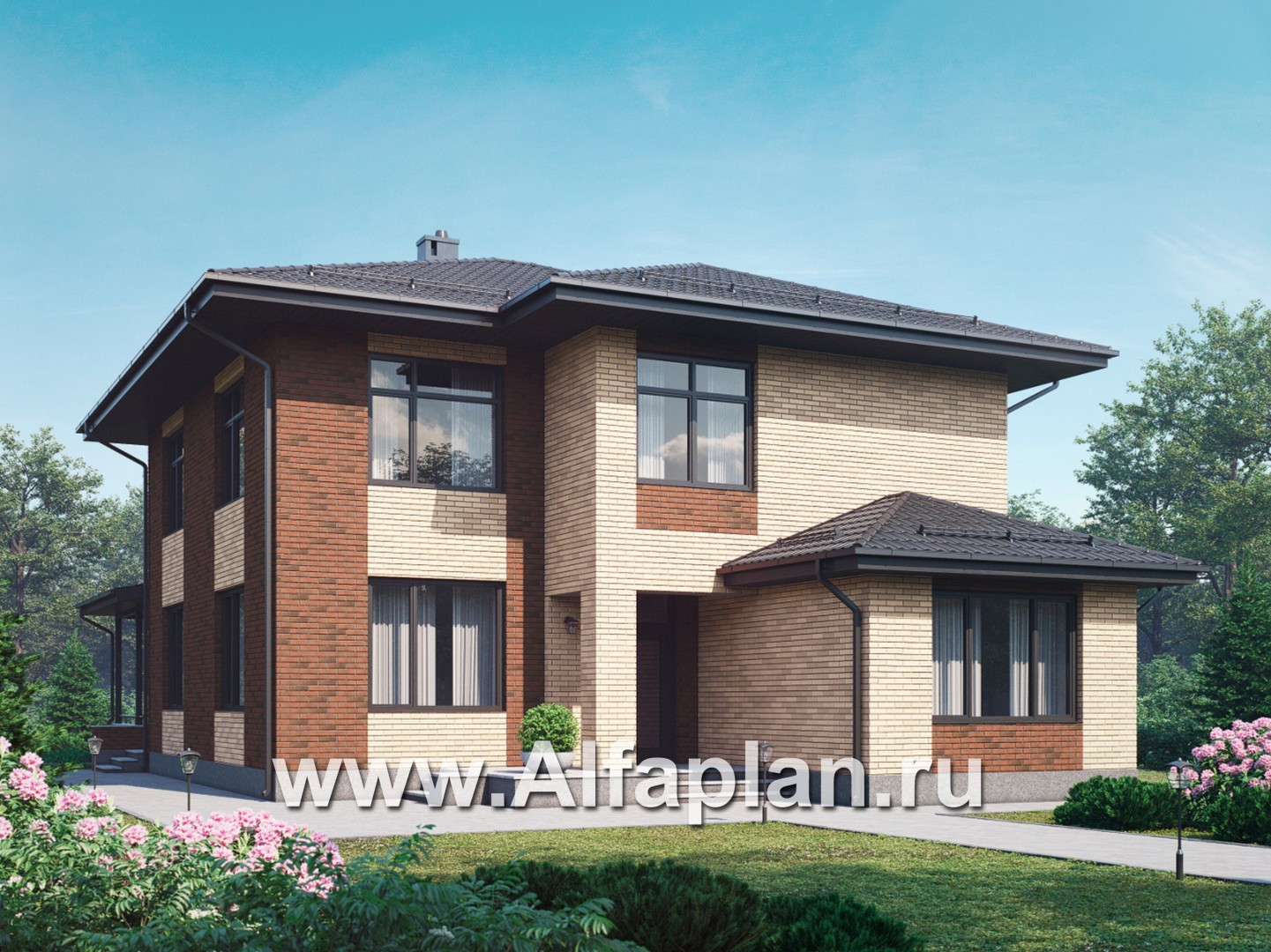 Проекты домов Альфаплан - Двухэтажный комфортный загородный дом - основное изображение