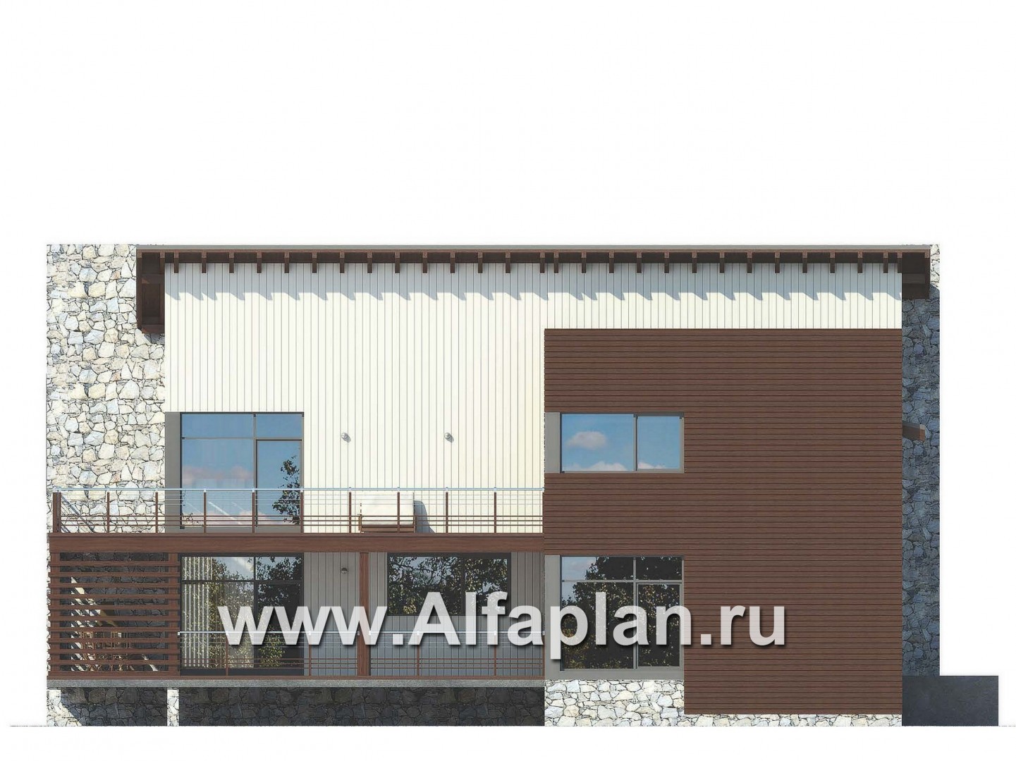 Проекты домов Альфаплан - Комфортабельный загородный дом - изображение фасада №4