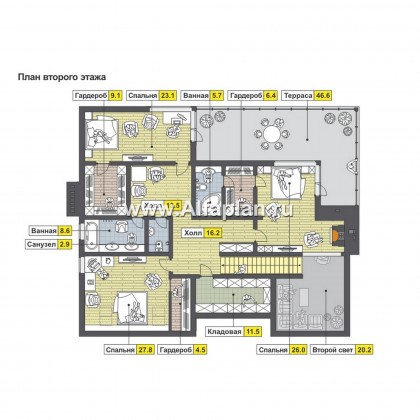 Проекты домов Альфаплан - Комфортабельный загородный дом - превью плана проекта №2
