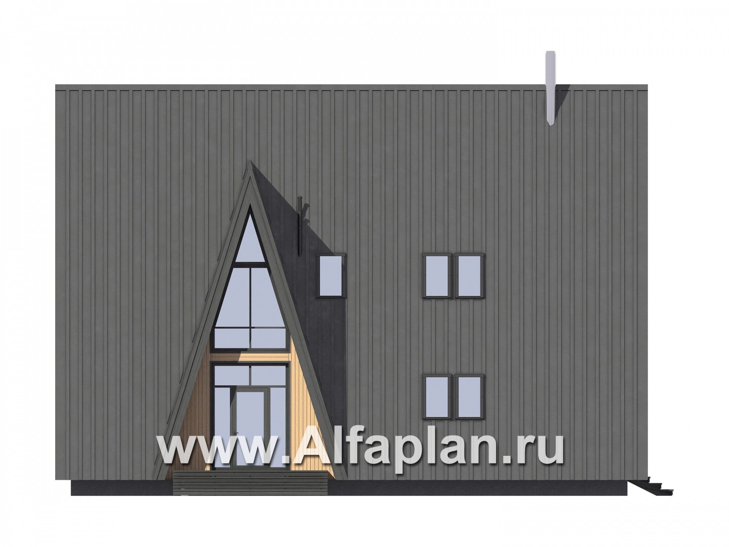 Проекты домов Альфаплан - Каркасный дом-шалаш - прекрасный дом для отдыха - изображение фасада №2