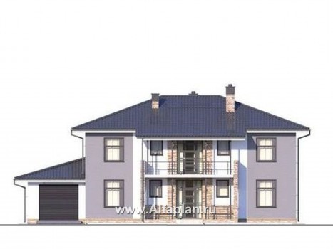 Проект двухэтажного дома, две спальни на 1-ом этаже, с гаражом - превью фасада дома