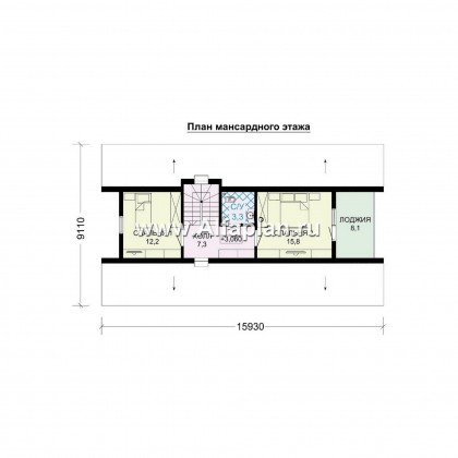 Проекты домов Альфаплан - Проект прекрасной дачи - небольшой каркасный дом-шалаш - превью плана проекта №2