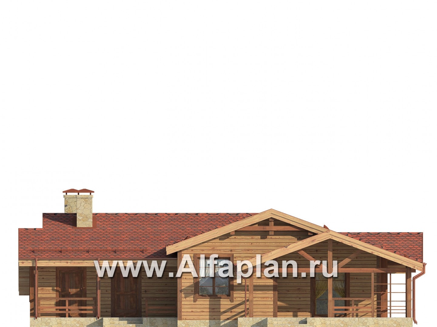 Проекты домов Альфаплан - Комфортабельный одноэтажный дом из бруса - изображение фасада №1