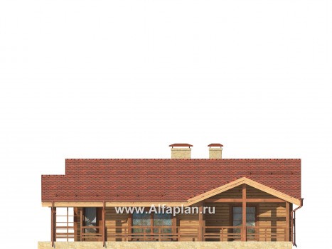 Проекты домов Альфаплан - Комфортабельный одноэтажный дом из бруса - превью фасада №2