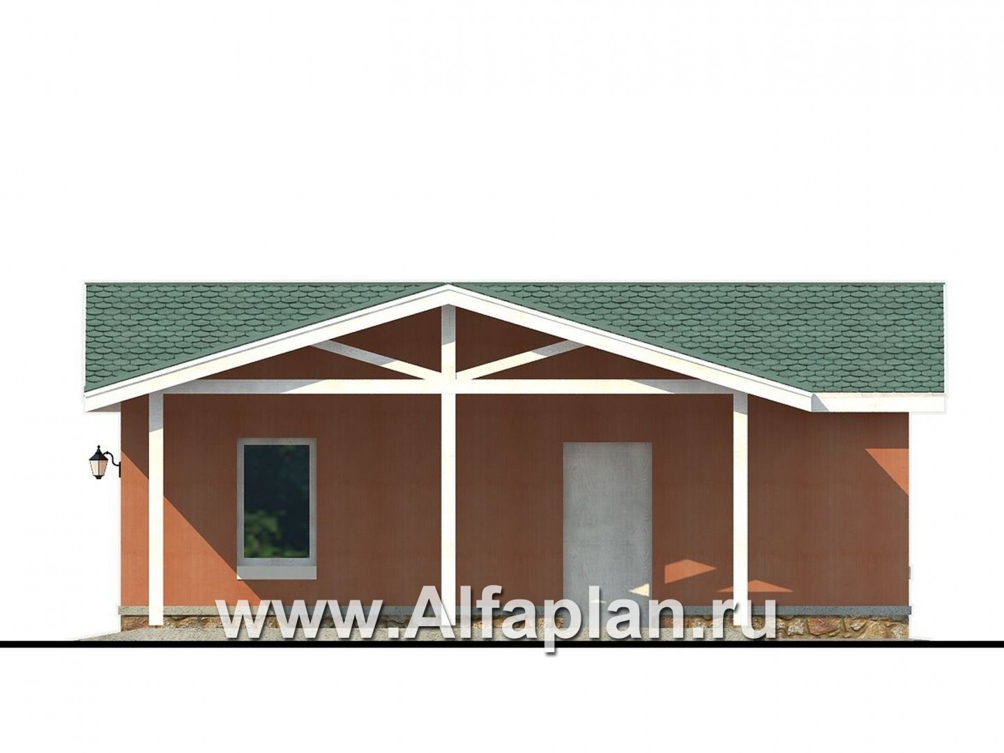 Проекты домов Альфаплан - Закрытый гараж и навес для авто - изображение фасада №2