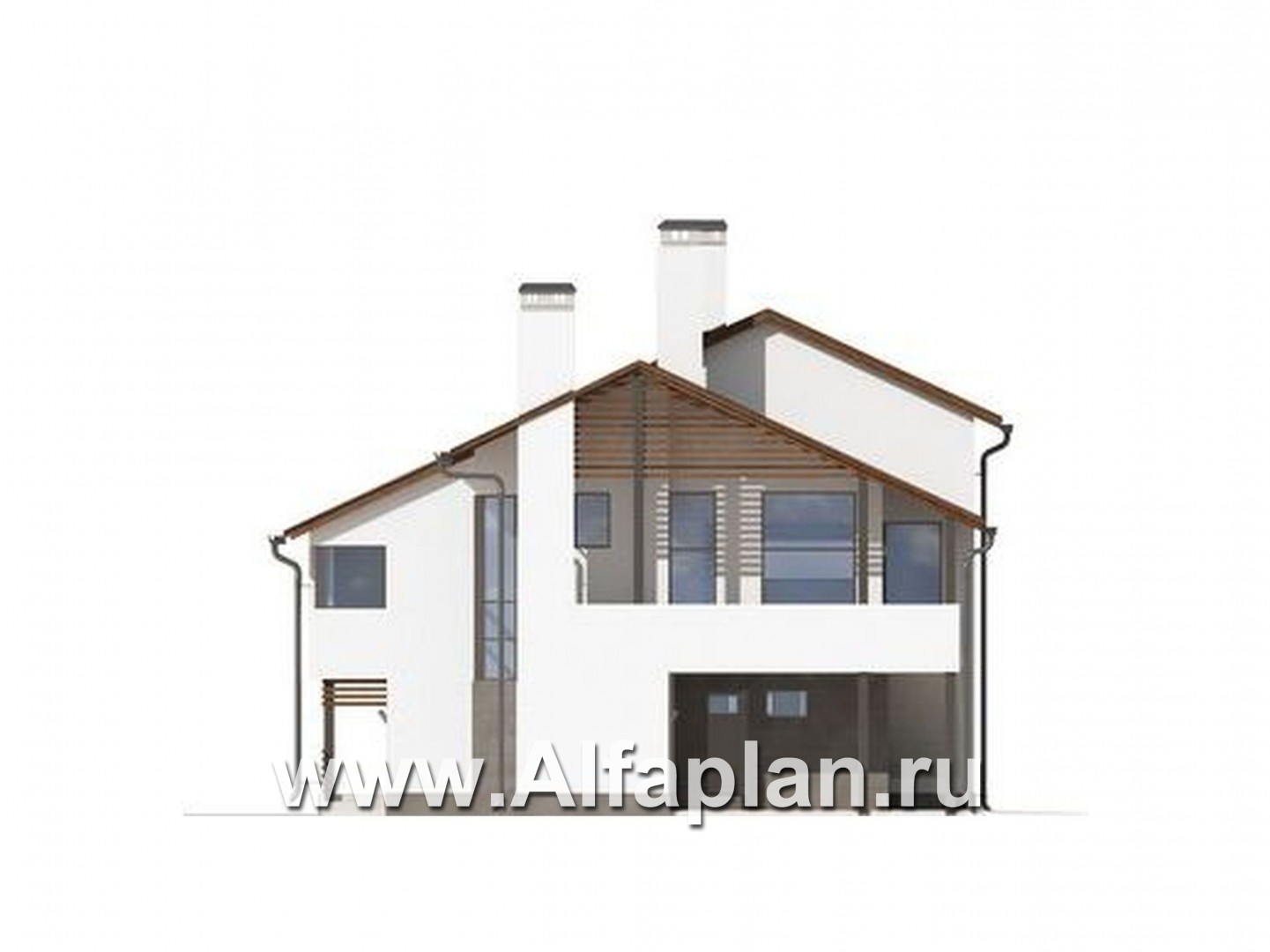 Проекты домов Альфаплан - Коттедж с эффектными фасадами и планировкой - изображение фасада №3