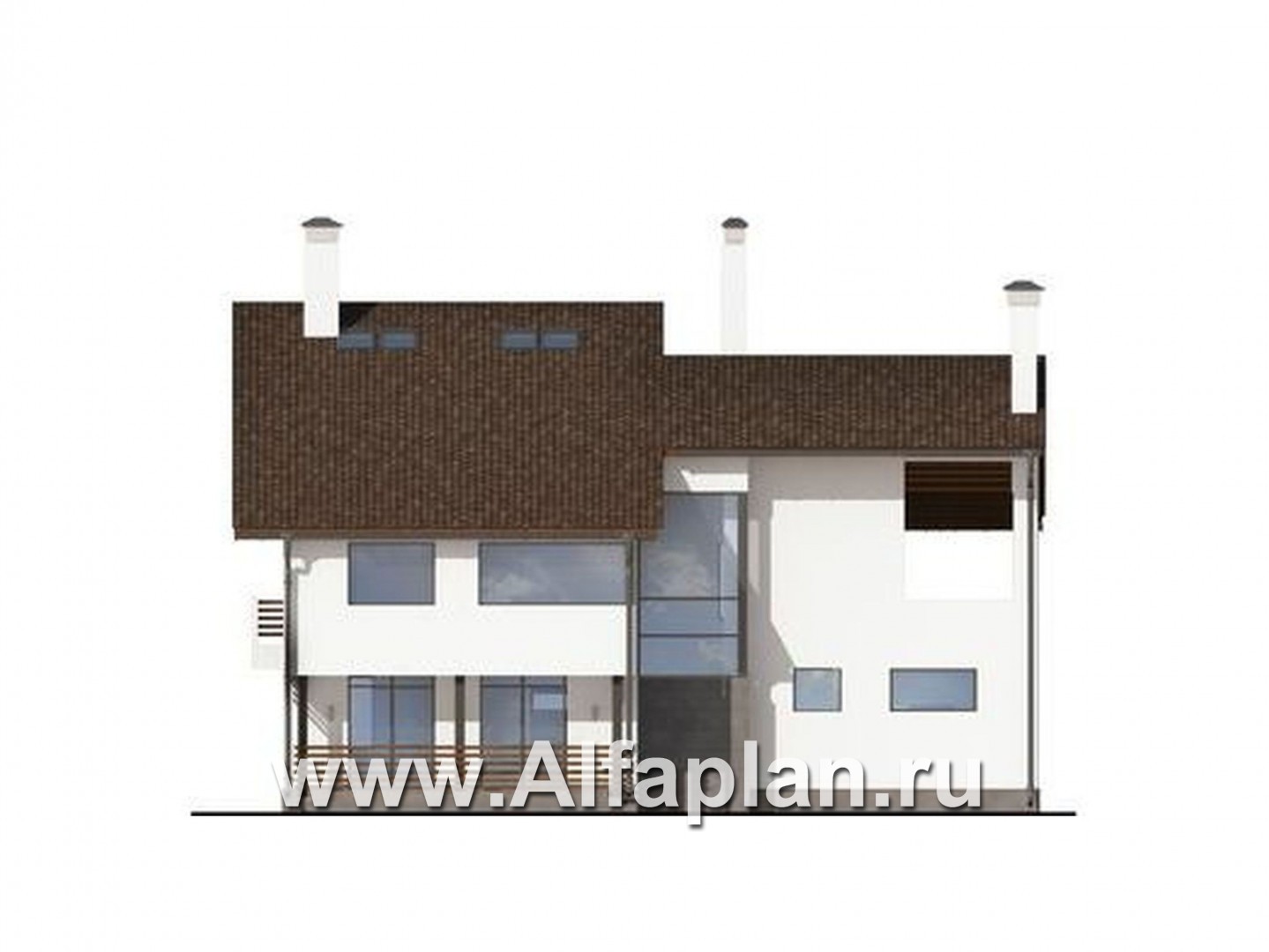 Проекты домов Альфаплан - Коттедж с эффектными фасадами и планировкой - изображение фасада №4