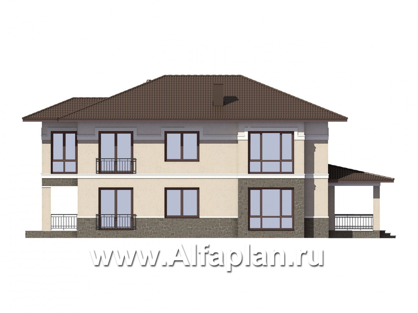 Проекты домов Альфаплан - Двухэтажный особняк с удобной планировкой - изображение фасада №2