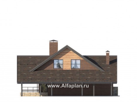 Проекты домов Альфаплан - Проект современного дома с навесом для машины - превью фасада №3