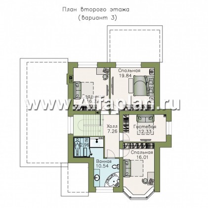 Проекты домов Альфаплан - «Четвертое измерение» - современный комфортный двухэтажный дом - превью плана проекта №4