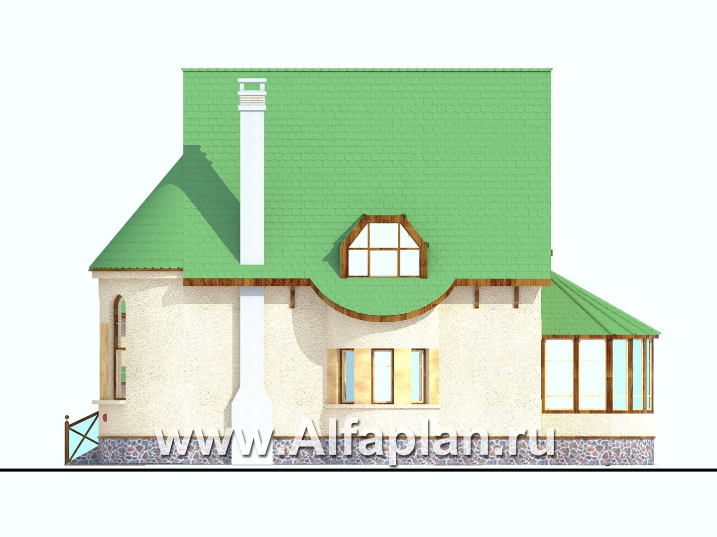 Проекты домов Альфаплан - «5-ая глава» - современный замок для романтиков - изображение фасада №2