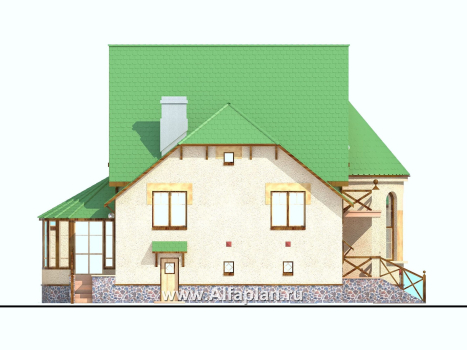Проекты домов Альфаплан - «5-ая глава» - современный ом в стиле замка для романтиков - превью фасада №3