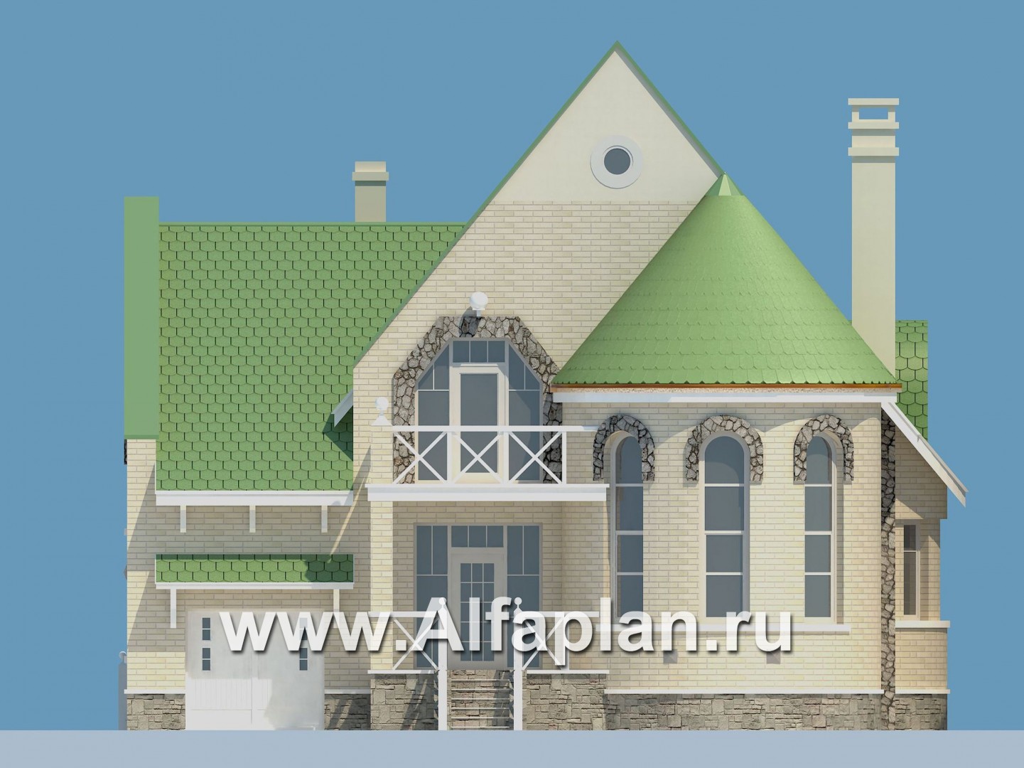 Проекты домов Альфаплан - «Онегин» - представительный загородный дом - изображение фасада №1