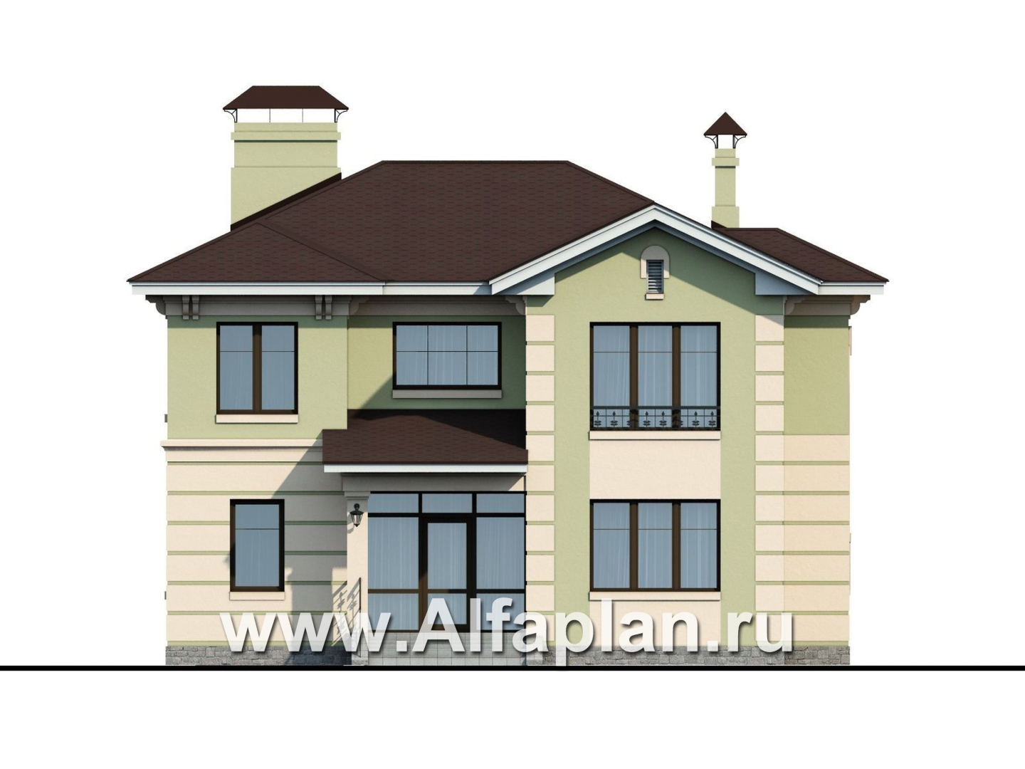 Проекты домов Альфаплан - «Репутация» - дом с аристократическими фасадами - изображение фасада №1