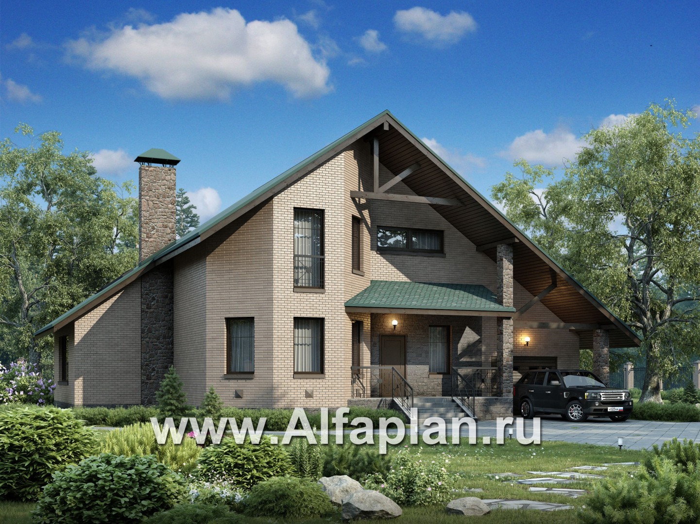 Проекты домов Альфаплан - «Эгоист» - прекрасный дом для жизни за городом - основное изображение