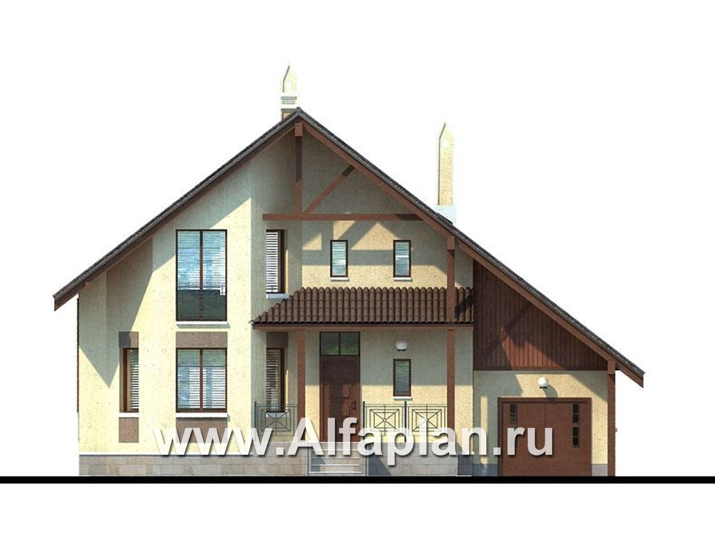 Проекты домов Альфаплан - «Регенсбург» - газобетонный коттедж в немецкой традиции - изображение фасада №1