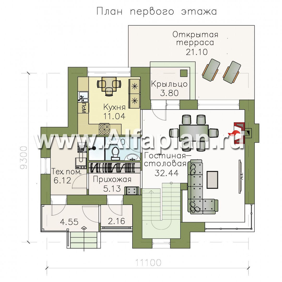 Проекты домов Альфаплан - Кирпичный дом «Валаам» с мансардой - изображение плана проекта №1