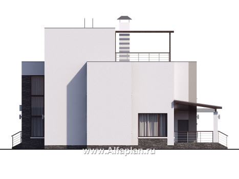 Проекты домов Альфаплан - « Альстер» — трехэтажный коттедж с эксплуатируемой кровлей - превью фасада №2