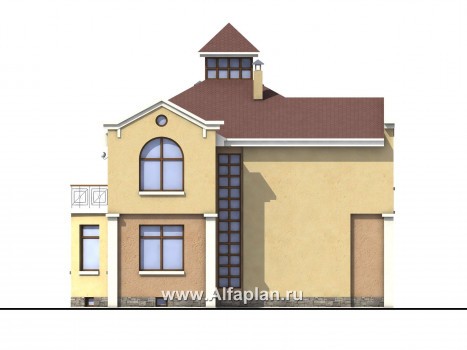 Проекты домов Альфаплан - «Принцесса на горошине»  - представительный трехэтажный особняк - превью фасада №3