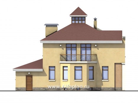Проекты домов Альфаплан - «Принцесса на горошине»  - представительный трехэтажный особняк - превью фасада №4