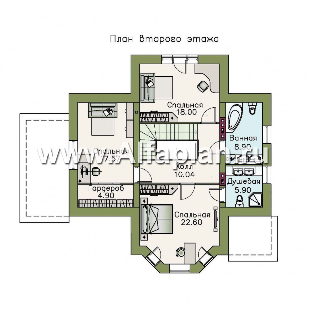 Проекты домов Альфаплан - «Клио» - коттедж с угловой террасой - изображение плана проекта №2