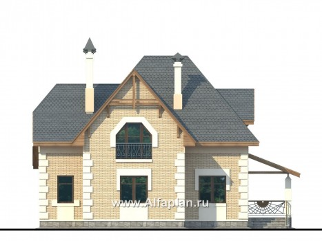 Проекты домов Альфаплан - «Клио» - коттедж из газобетона с угловой террасой - превью фасада №4