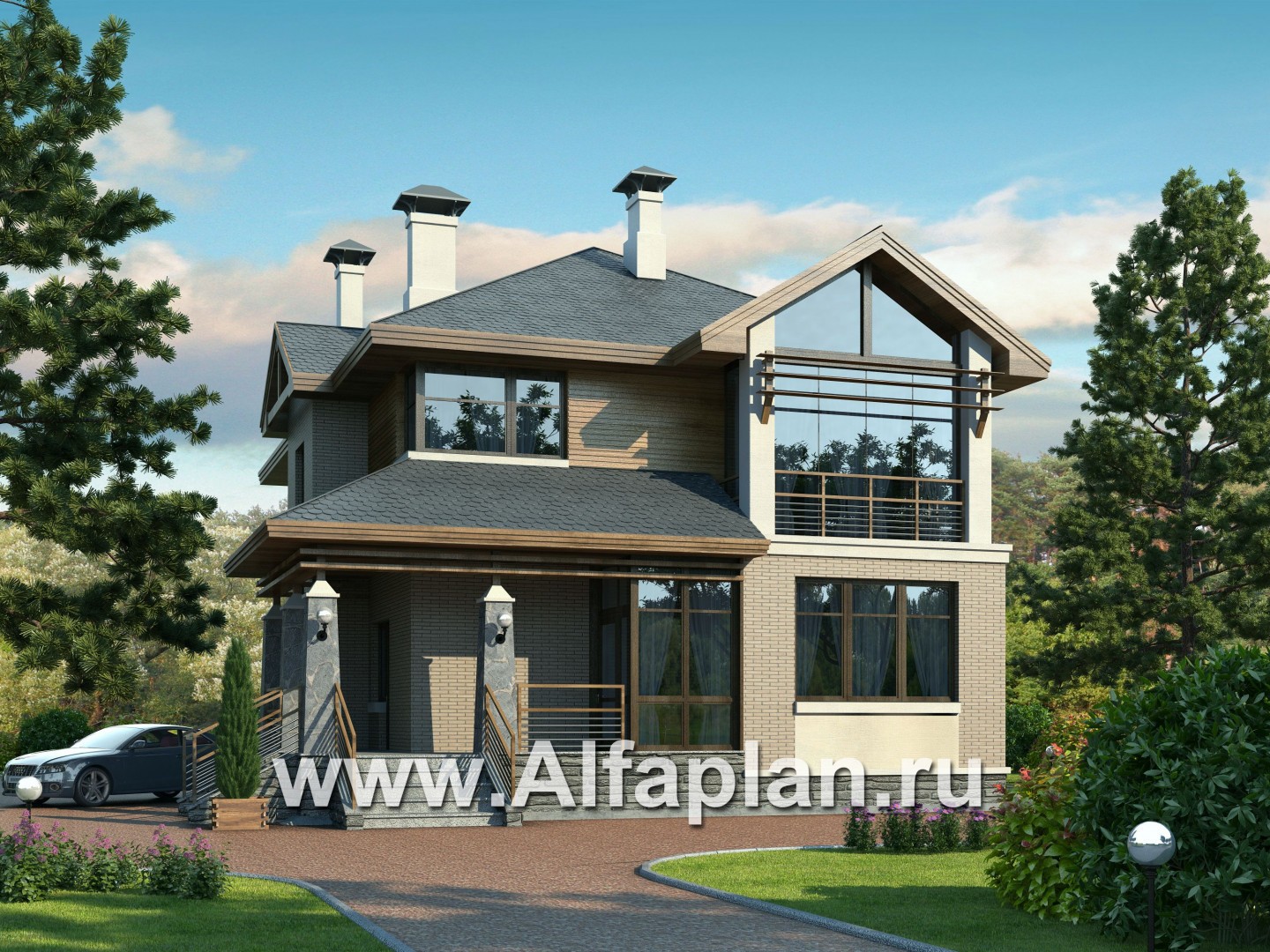 Проекты домов Альфаплан - «Вектор» - современный загородный коттедж - основное изображение