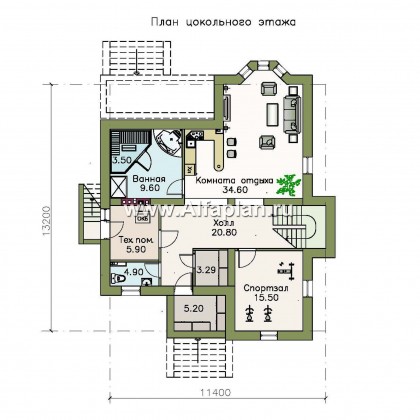 Проекты домов Альфаплан - «Репутация»- аристократический коттедж с цоколем - превью плана проекта №1