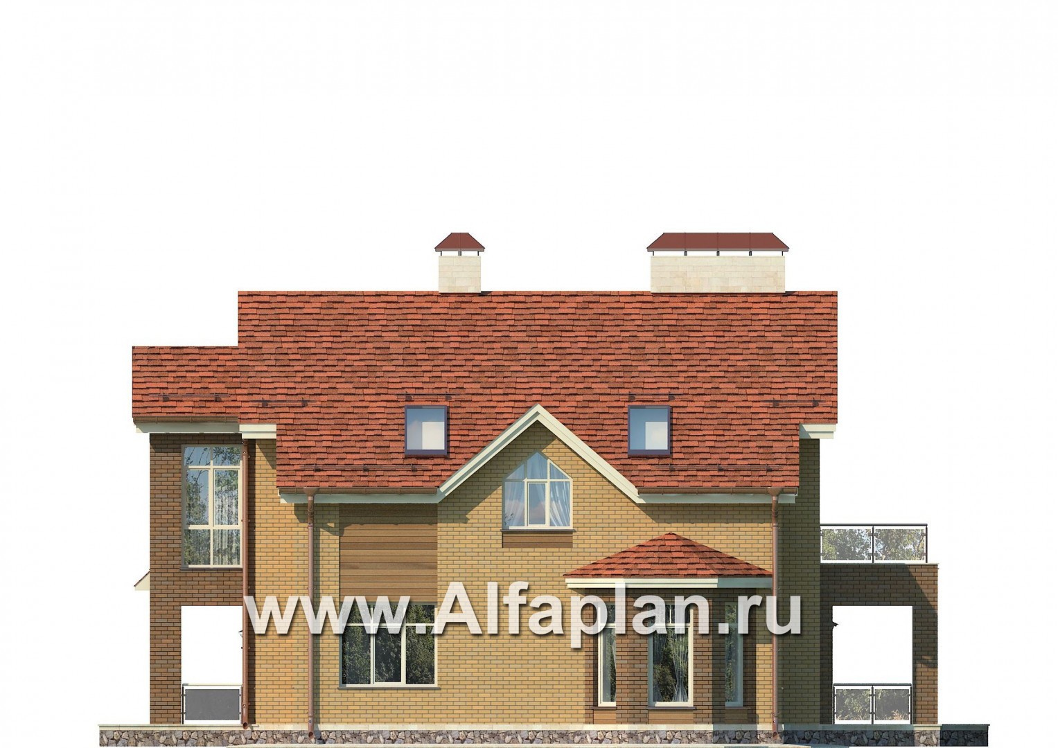 Проекты домов Альфаплан - Коттедж с гаражом и пятью спальнями - изображение фасада №4