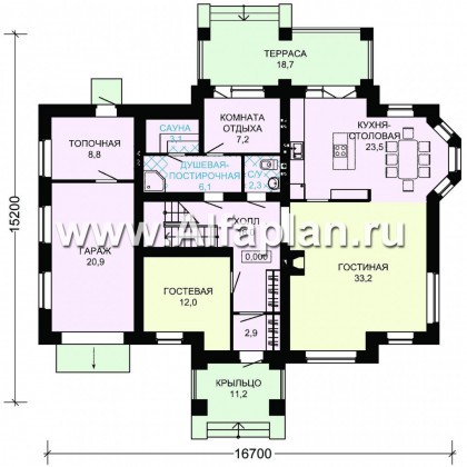 Проекты домов Альфаплан - Коттедж с гаражом и пятью спальнями - превью плана проекта №1
