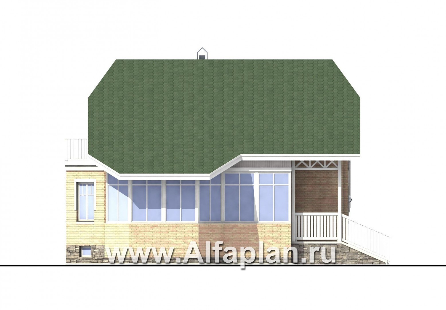 Проекты домов Альфаплан - «Стиль»  - экономичный коттедж с подвалом - изображение фасада №3