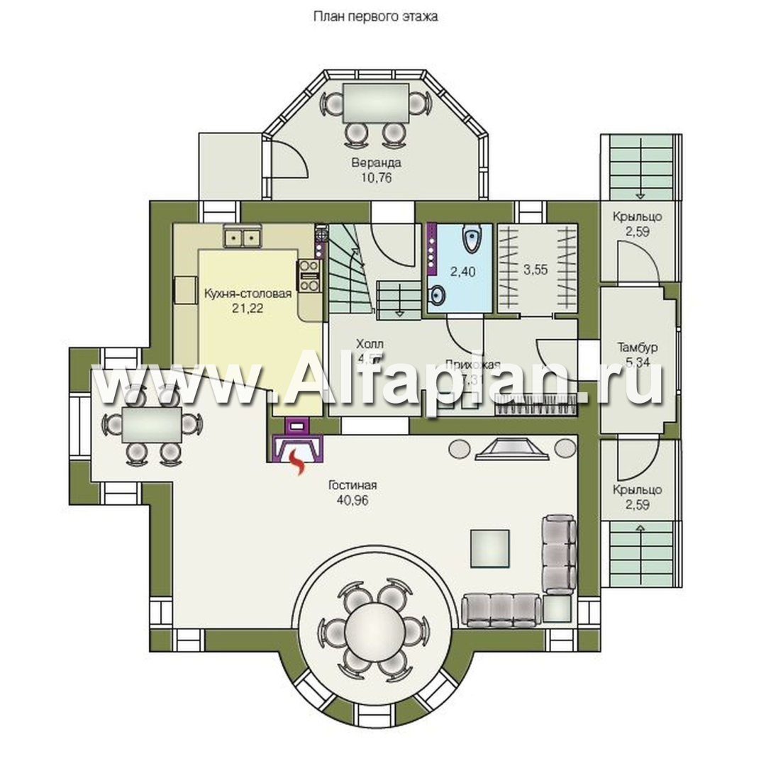 Проекты домов Альфаплан - «Петит Плюс» - коттедж с цокольным этажом - изображение плана проекта №2