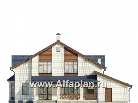 Проекты домов Альфаплан - Вместительный коттедж с большим гаражом - превью фасада №4
