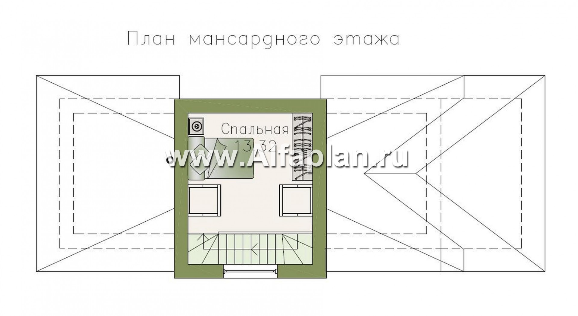 Проекты домов Альфаплан - Дом для отдыха (баня) с комнатой в мансарде - изображение плана проекта №2