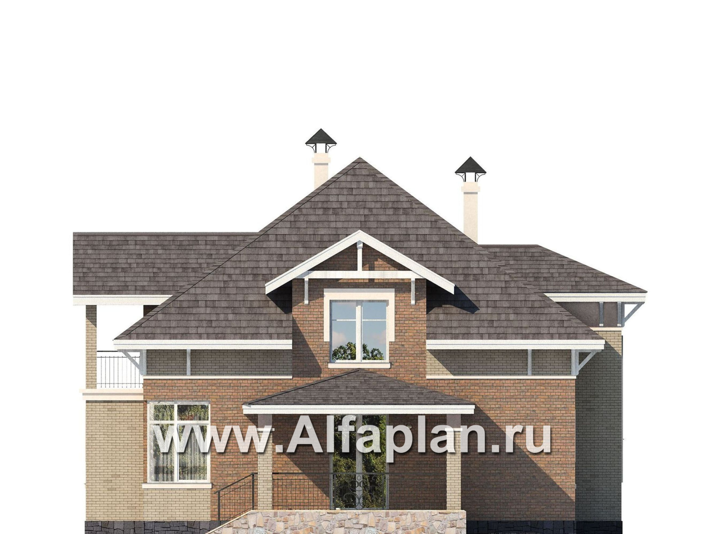 Проекты домов Альфаплан - «Воплощение» -  коттедж под пирамидальной кровлей - изображение фасада №2