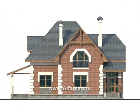 Проекты домов Альфаплан - «Клио» - небольшой дом с угловой террасой - превью фасада №1