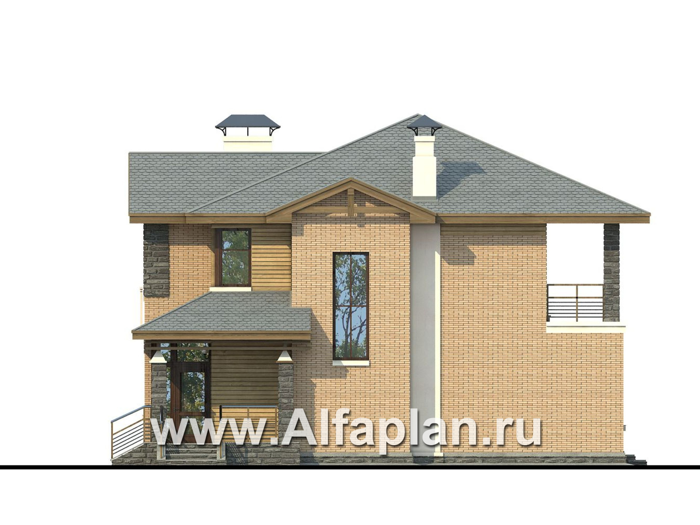 Проекты домов Альфаплан - «Оникс» - компактный двухэтажный дом для небольшого участка - изображение фасада №2
