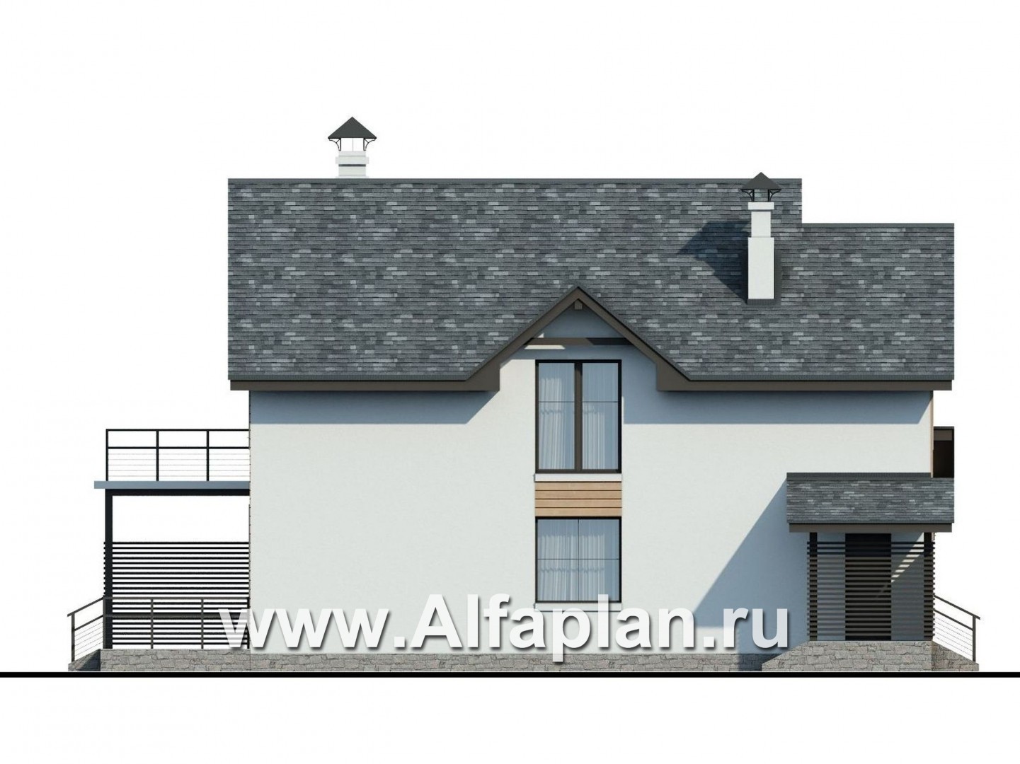 Проекты домов Альфаплан - «Гольфстрим» - дом для очень узкого участка - изображение фасада №3