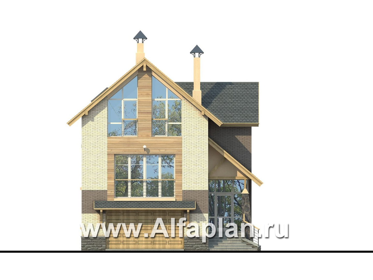 Проекты домов Альфаплан - «Эврика!» - удобный дом для маленького участка - изображение фасада №1